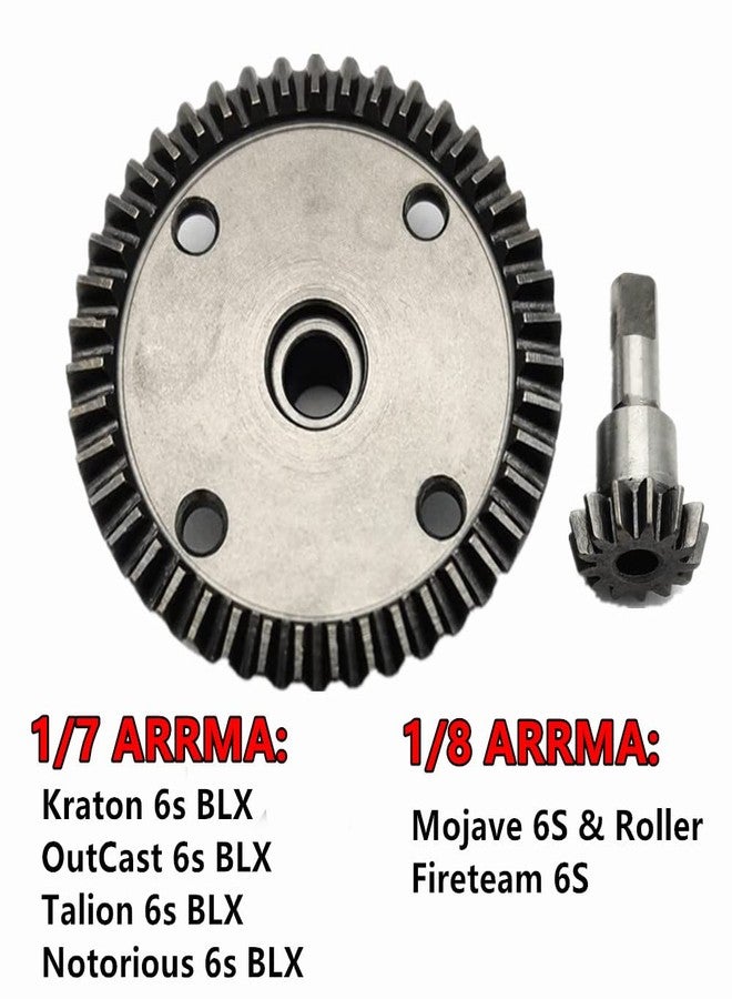 UURCSKY Main Diff Gear 43T & Main Input Gear 10T Upgrades Part for 1/7 ARRMA Mojave 6S BLX 4WD Fireteam,1/8 Kraton/Notorious/Outcast/Talion 6S BLX,Main Diff Gear & Main Input Gear Hops Ups Part(Black) - Image 2